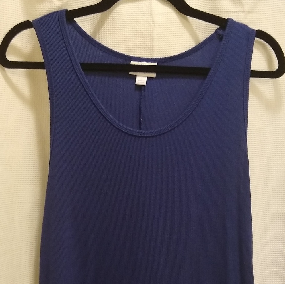 LuLaRoe Large Ribbed Solid Navy Blue Tank